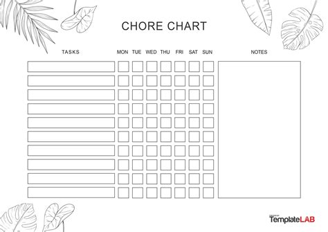 Printable Chore Chart Templates Word