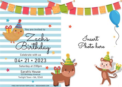 11 Personalized Animals Birthday Invitation Templates Free Printable
