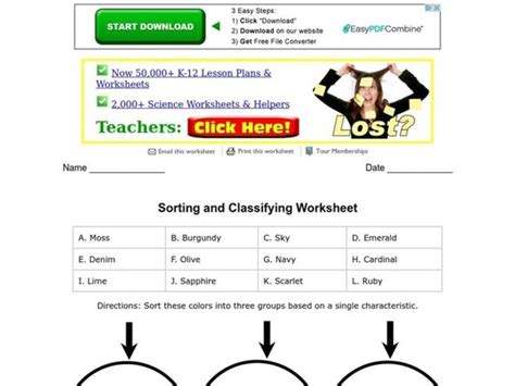 Sorting And Classifying Worksheet Worksheet For 4th 5th Grade Lesson Planet