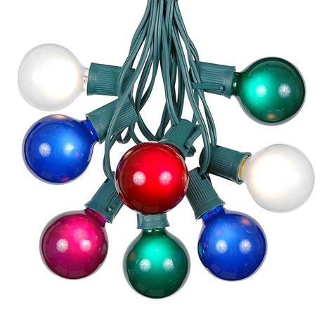 100 Multi Satin G50 Globe String Light Set On Green Wire Novelty