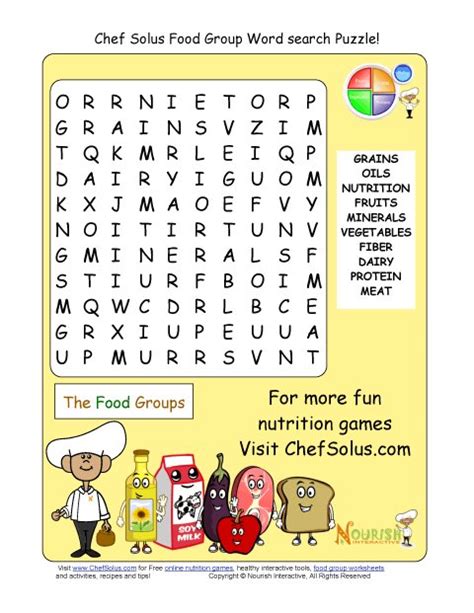 Printable 10 Word Search Puzzle Food Groups