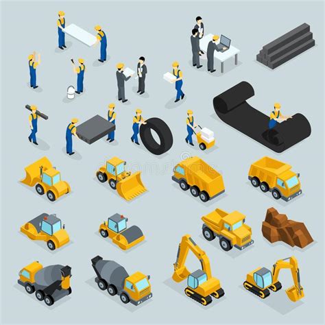 Set Of Isometric Workers Construction Workers Builders In The Form