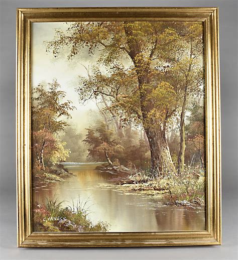 C Innes Oil On Canvas 20th Century Woodland Scene Signed Lower Left