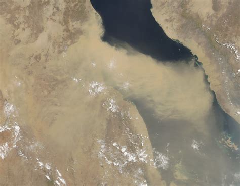Nasa Visible Earth Dust Storm Over The Red Sea Afternoon Overpass