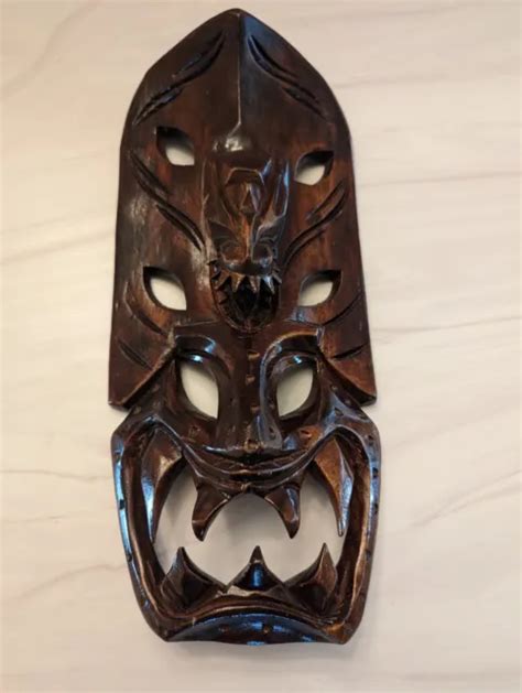 Filipino Bakunawa Mask Philippines Hand Carved Wood Tiki Tribal Mask 15