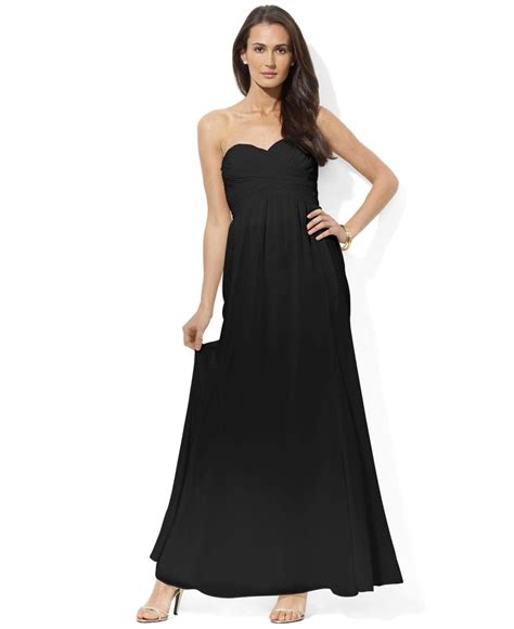 Lauren By Ralph Lauren Strapless Evening Gown In Black Lyst