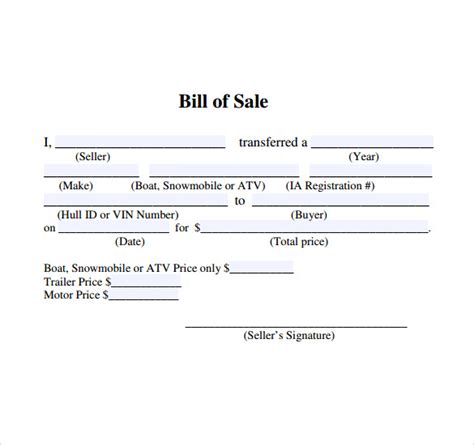 Free Printable Simple Bill Of Sale Pathjes