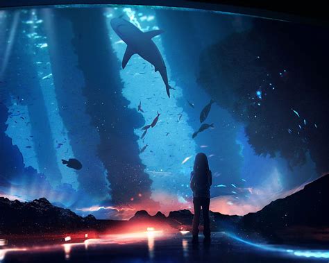 Download Wallpaper 1280x1024 Silhouette Aquarium Fish Dark