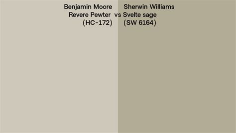 Benjamin Moore Revere Pewter Hc 172 Vs Sherwin Williams Svelte Sage