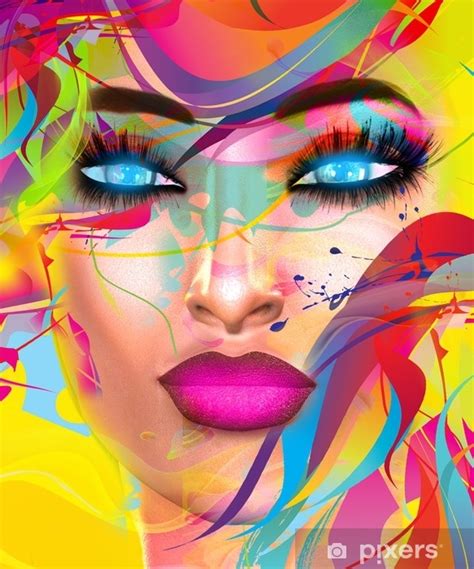 Colorful Pop Art Image Of A Womans Face This Is A