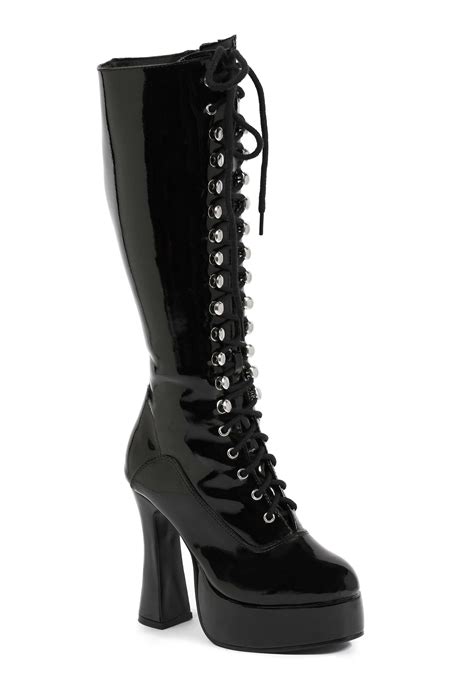 Black Lace Knee High Womens Boots