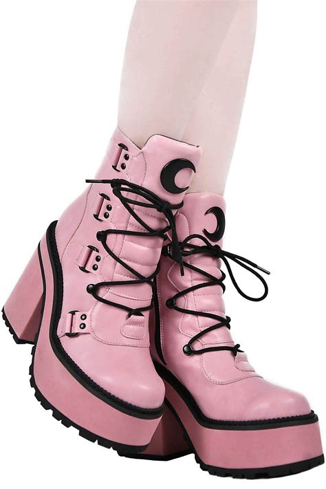 broom rider boots [pink] shop now goth shoes pastel goth fashion cute shoes