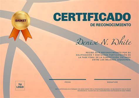 Certificado De Reconocimiento De Basquet Certificados De