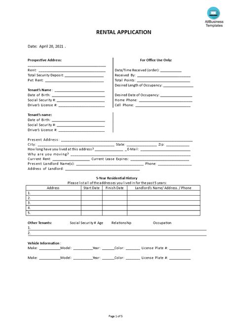 Premium Tenant Application Form