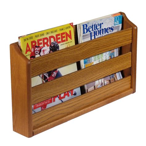 2 Magazine Modern Oak Magazine Holder Wall Rack Wooden Mallet Mrs2