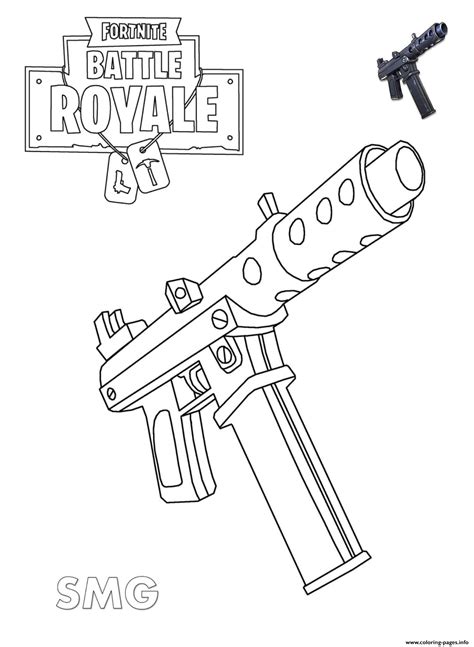 Machine Pistol Fortnite Coloring Pages Printable Fortnite Battle