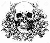 Skull Roses Bones Vector Realistic Human Coloring Skulls Adult Graphic Crossed Detailed Drawing Tattoo Drawings Cross Graphicriver Guns Amazing Graphics sketch template