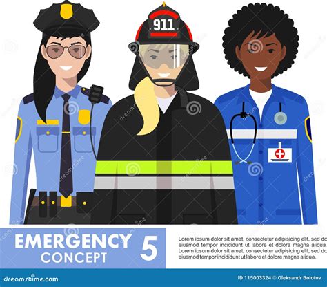 Emergency Concept Detailed Illustration Of Female Firefighter Doctor