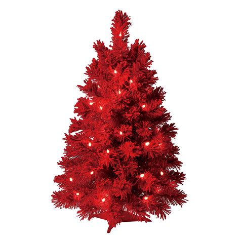 Holiday Time Pre-Lit Daphne Red Flocked Artificial Christmas Tree, 24