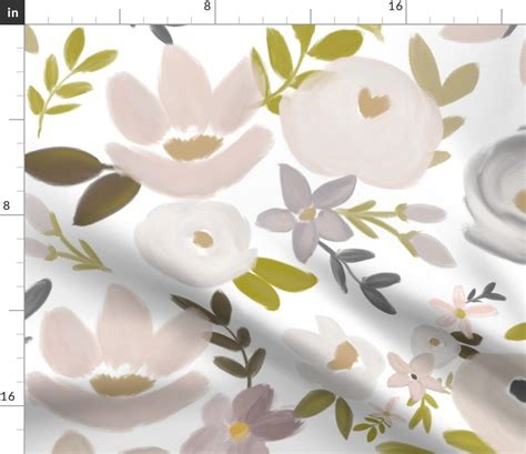 Modern Fabric Modern Fall Floral Nudes And Neutrals White Etsy