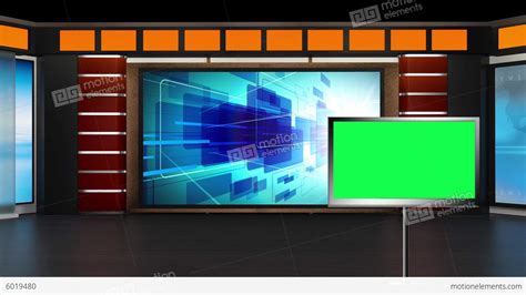 News Tv Studio Set 02 Virtual Green Screen Backgro Stock