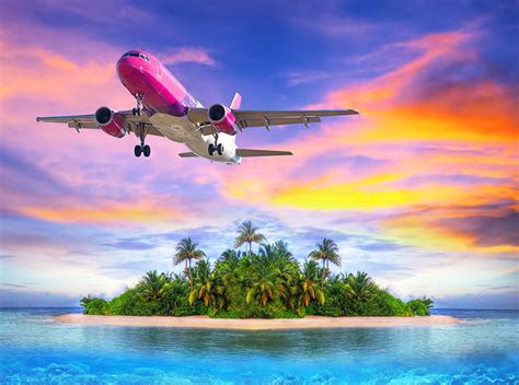 Picture Airplane Passenger Airplanes Sea Nature Sky Tropics Scenery