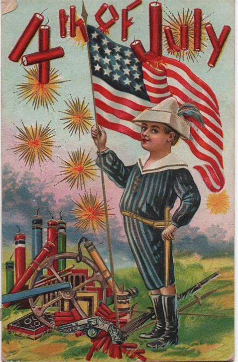 4th Of July Postcard C1910 Used Vintage Fireworks Fair Fourth Of July