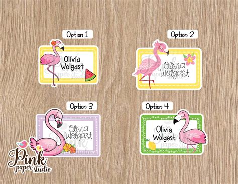Flamingo School name labels Labels for school School | Etsy in 2021 | School name labels, School ...