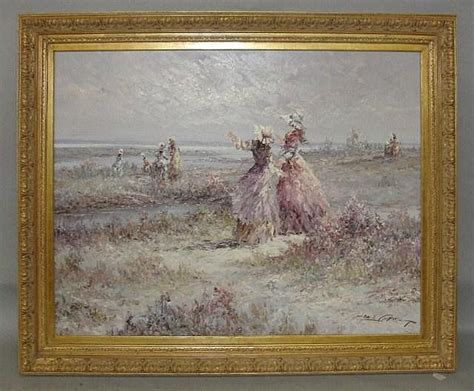 Marie Charlot Oil On Canvas Ladies At Beach