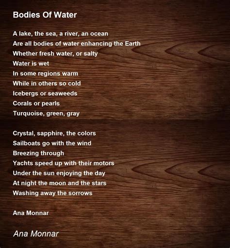 Bodies Of Water Bodies Of Water Poem By Ana Monnar