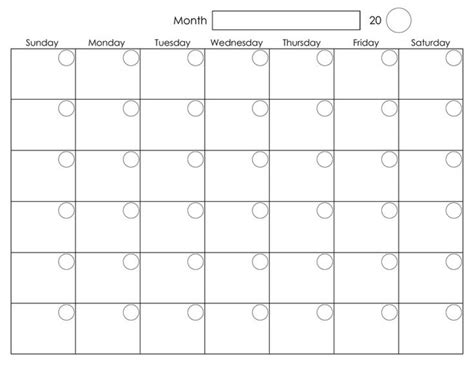 A3 Blank Calendar Monthly Template