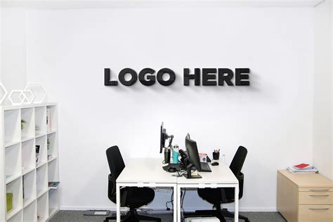 It Company Office Wall Logo Mock Up Behance