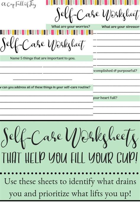 Self Care Worksheet Etsy Self Care Worksheets Self Care Self