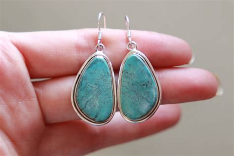 Arizona Turquoise Earrings Rare Blue Turquoise 925 Sterling Silver