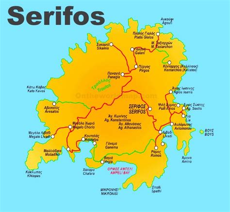 Serifos Tourist Map Ontheworldmap Com