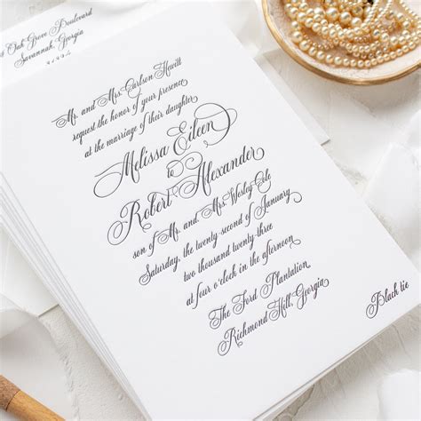 Formal Elegant Wedding Invitations In Letterpress Formal Script