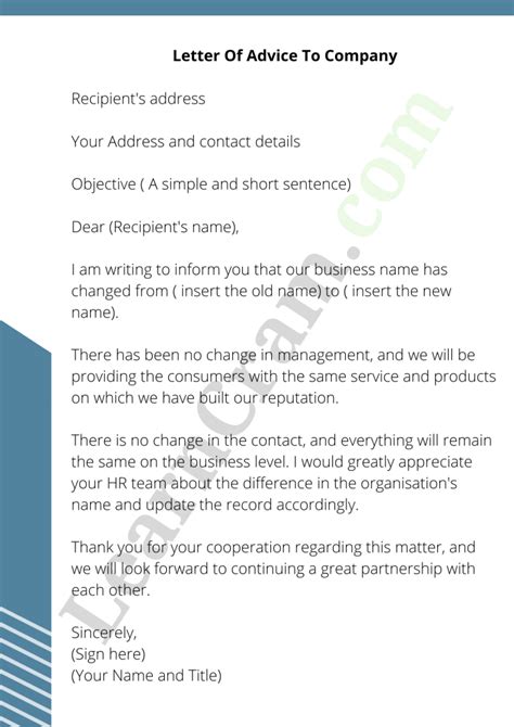 Sample Letters Of Advice Template Format And How To Write Sample