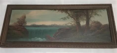 1930s Waterfall Landscape Oil Painting In The Style Of Robert Wood