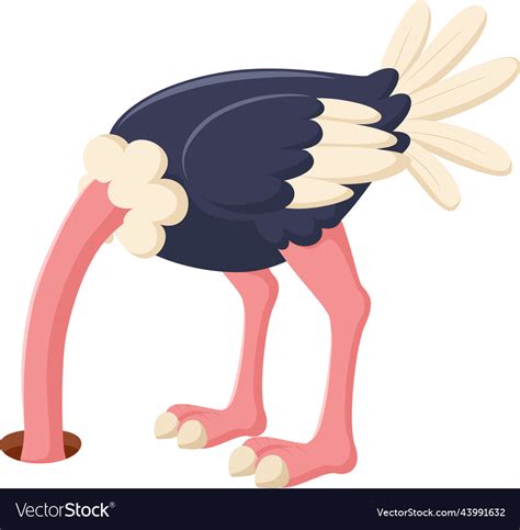 Ostrich Hiding Head In The Ground Royalty Free Vector Image