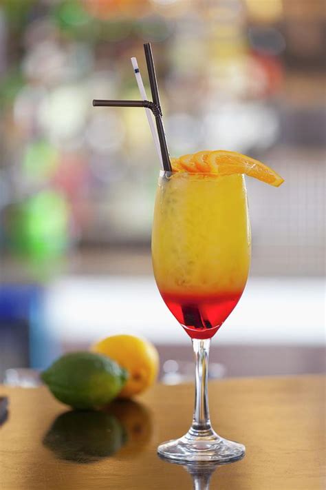 Sex On The Beach Cocktail With Vodka Orange Juice Raspberry Juice