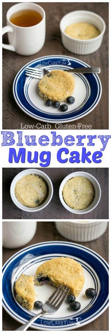 A healthy and low fat chocolate cake recipe that tastes so sinful you will never believe it! Blueberry Mug Cake - Gluten Free | Low Carb Yum