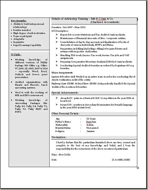 Choosing the best resume format for accounting. Chartered Accountant Resume in Doc