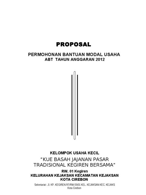 Proposal buka puasa bersama anak yatim pdf. Contoh Proposal Permohonan Bantuan Modal Usaha
