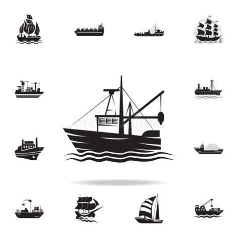 ícone Da Barca Da Pesca Grupo Detalhado De ícones Do Navio Projeto
