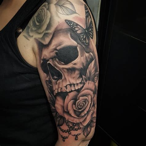 16 Tattoo Sleeve Rose And Skull
