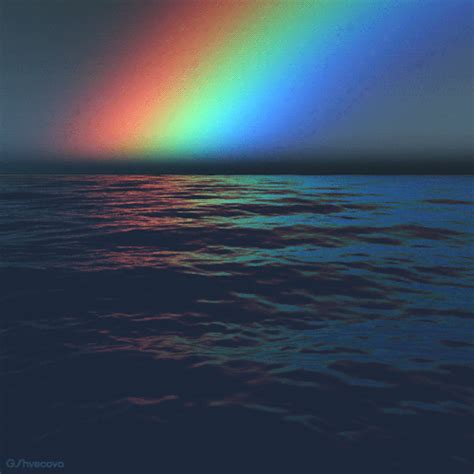 Motion Graphics Geya Shvecova Night Rainbow Fantasy Landscape Ocean 