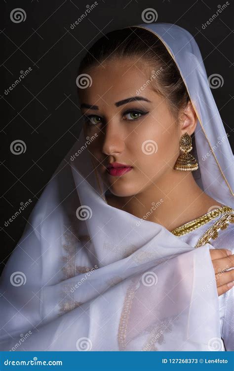 Beautiful Caucasus Young Girl Wearing Traditional Costume Stock Image