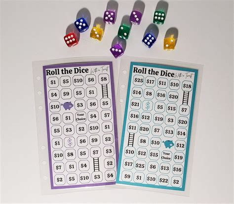 Laminated Roll The Dice Savings Challenge A6 Game Board And Free Etsy