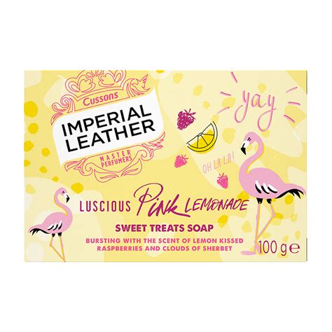 Flat vector illustration isolated on white background. Luscious Pink Lemonade Bar Soap - Imperial Leather