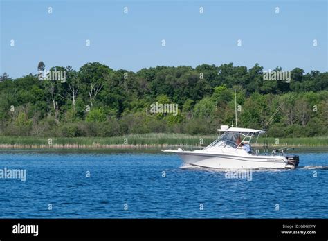 Great Lakes Fishing Boat Navigating White Lake Heading Toward Lake